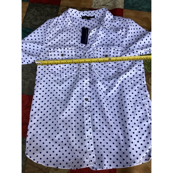 Adrienne Vittadini Polka Dot Women's Button Up Blouse Size Large New with Tags - Picture 6 of 10